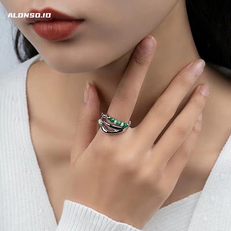 Aksesoris Cincin Manik-Manik Multi-layer Cahaya Mewah Retro