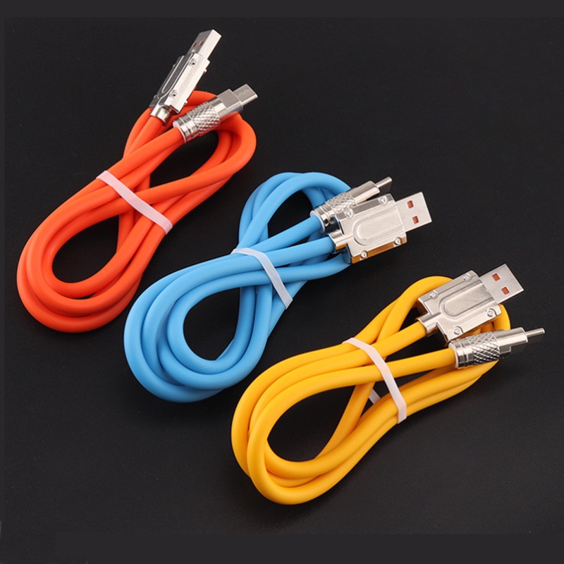 Baru Kabel Data Pengisian Arnival 6A 120W Super Fast Charge Zinc Alloy Data Cable Pengisian Super Cepat Untuk Android/Tipe-C/Petir