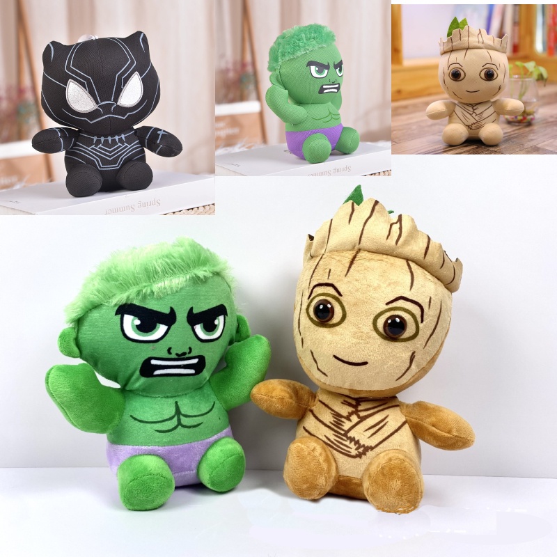 Mainan Plush Dari Black Panther, Hulk, Dan Groot Dengan Bahan Kain Katun Pp Lembut