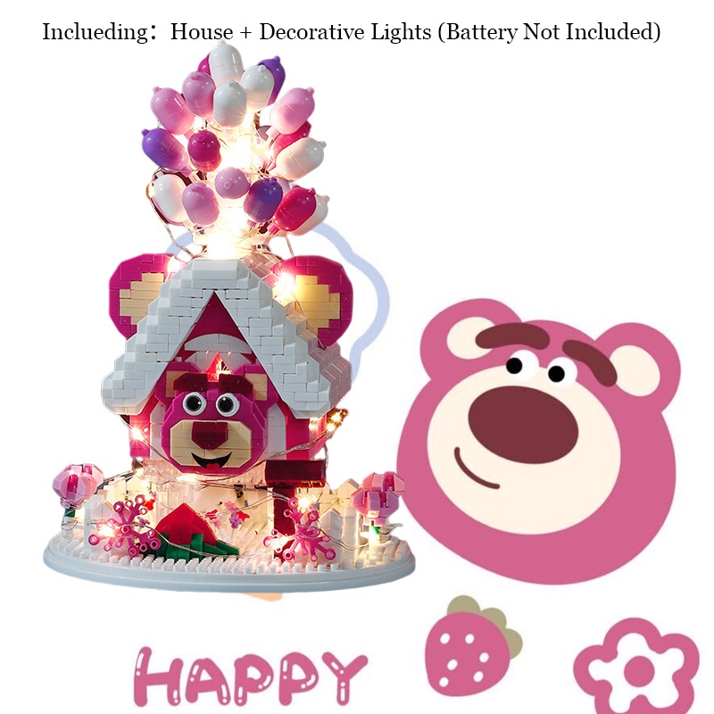 Konstruksi Set Bahan Plastik ABS Balon Strawberry Bear Untuk Rumah Anak Perempuan