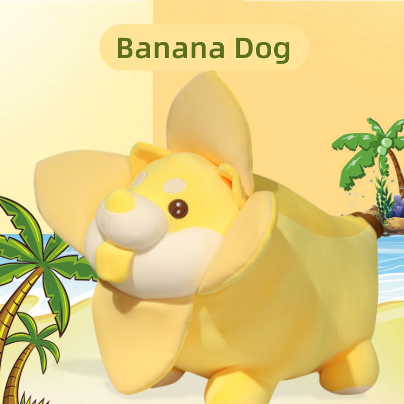 60 cm Banana Dog Mainan Mewah Anak Bantal Tidur Lembut Hadiah Boneka Boneka Lucu Cushion