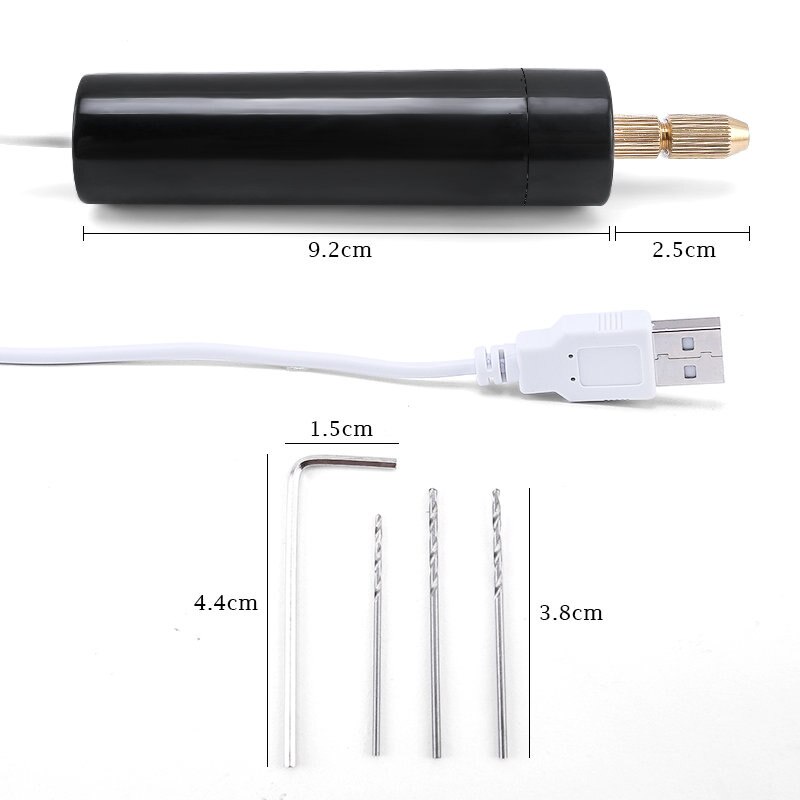 Set Bor Rotary Genggam Tenaga USB Bor Listrik Mini Dengan 3pcs Bits DC 5V Untuk Epoxy Resin Handmade Craft DIY