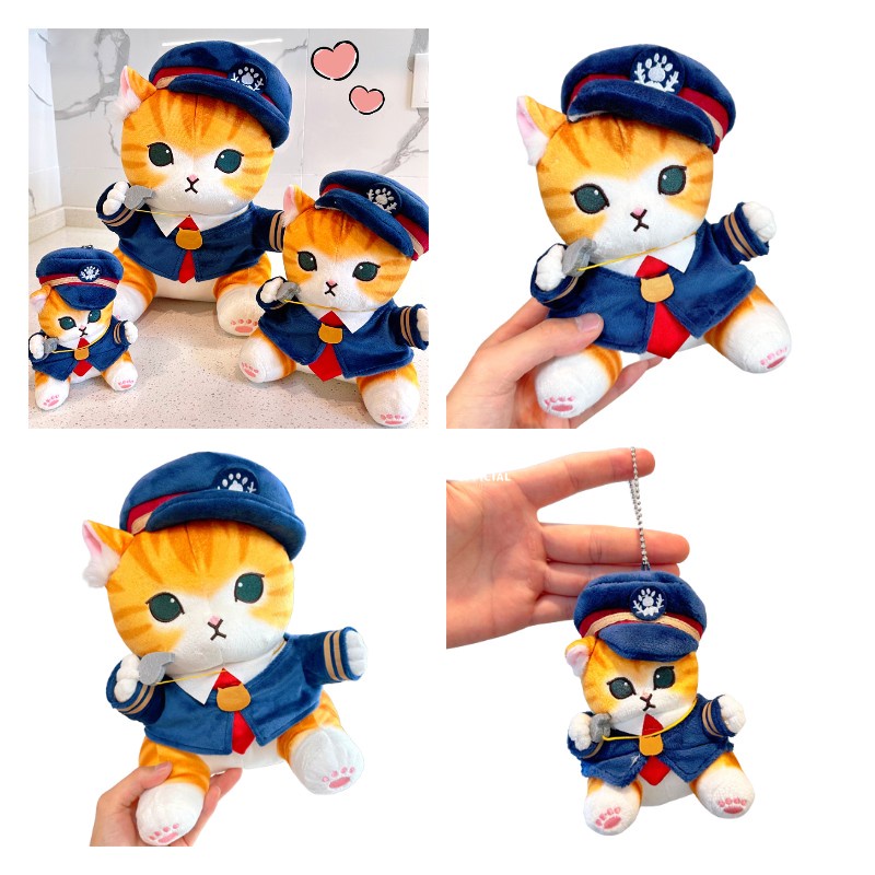 Mainan Plush Konduktor Kucing Gaya Jepang Lucu Untuk Tidur, Peluk, Hiasan Dan Hadiah 13in, 8in, Liontin