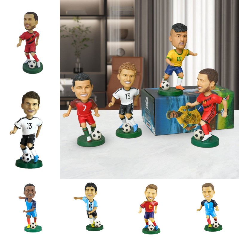 Bobbleheads Pemain Sepak Bola Resin 18cm Trendy Dan Kreatif Untuk Dekorasi Rumah Dan Kantor