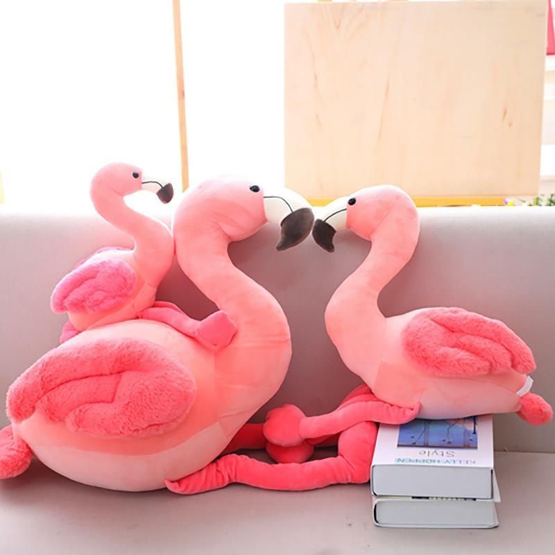 Flamingo Plush Toy Pillow Bantal Untuk Anak Lembut Dan Cuddly, Kain Plush Pendek, Pink, 25cm /35cm /50cm
