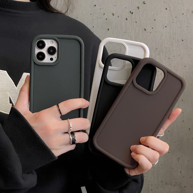 【Corundum Series】Skin Feel Silicone Soft Case IPhone XR XS Max 11 12 13 14 Pro Max for Girl Women's Fashion Purple Color Phone Case Black Brown