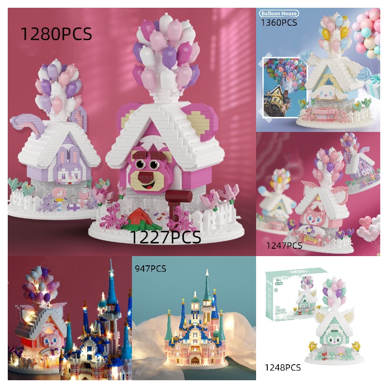 Manyo Cinnamoroll Gelatoni LinaBell StellaLou Castle Mainan Blok Bangunan Mini
