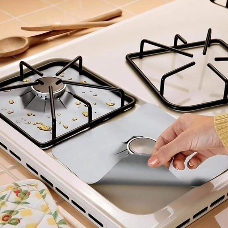 4pcs/set Tatakan Kompor Gas Penutup Pelindung Kompor Reusable Stovetop Burner Protector Aksesoris Dapur Mat Cooker Cover