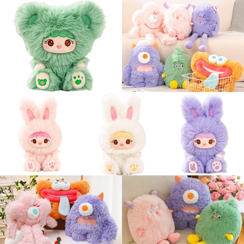 Monster Plushie Berkaki Panjang Cucu Kecil Dengan Bulu Warna Warni