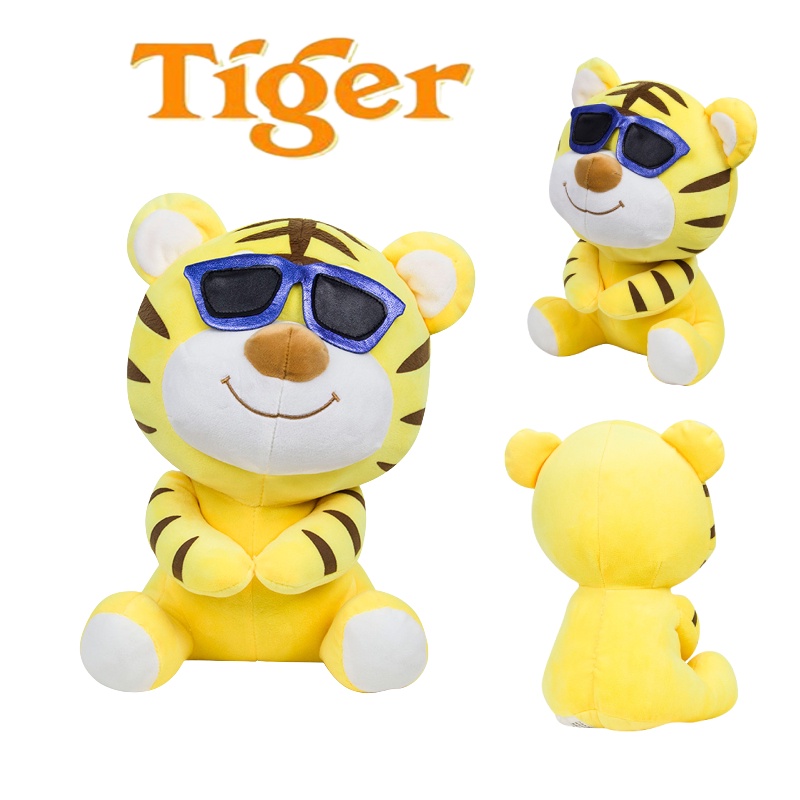 Mainan Plush Lovely Tiger Dengan Kacamata Cocok Untuk Anak-Anak Dan Graduate 30cm