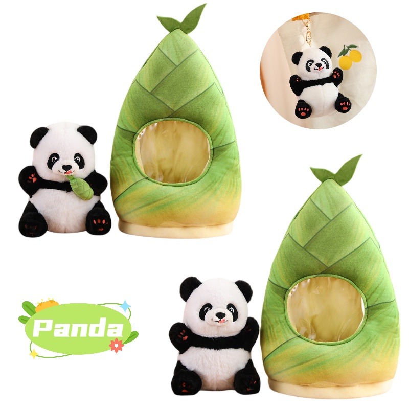Plush Panda Lembut Dan Cuddly Dengan Dua Mainan Menggemaskan Pucuk Bambu Dan Panda