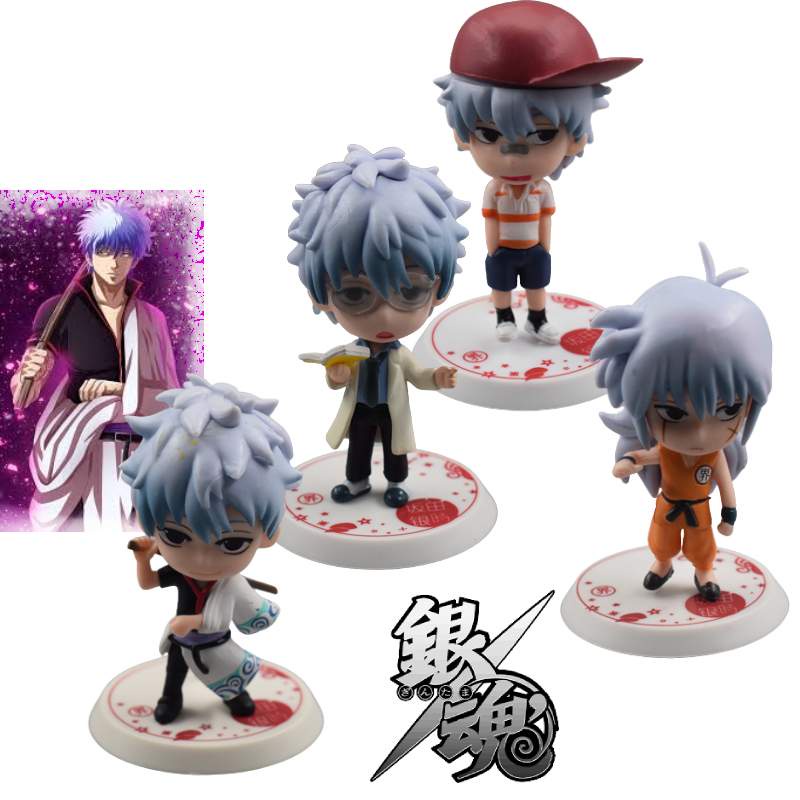 Tokoh Anime Penggemar Muda Set 4model Gintama Sakata Gintoki Pvc