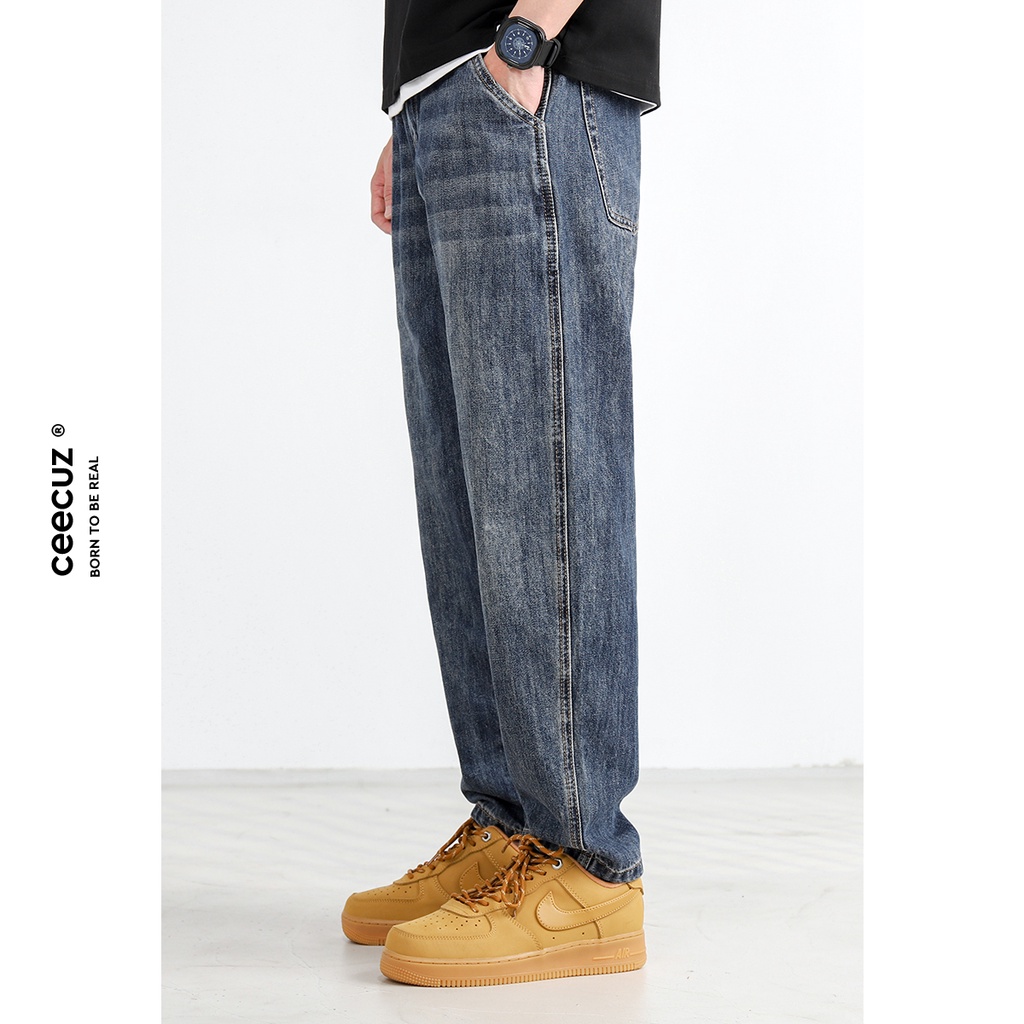 CELANA JEANS PRIA Ceecuz American Spring/Summer New Feet Loose Fit Jeans Men's Straight Trousers Ver