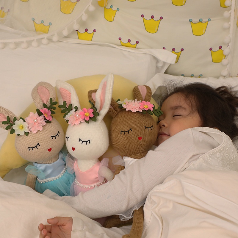 Boneka Kelinci Rajut Kunsi Lembut Dan Cuddly Mainan Mewah Hadiah Ideal Untuk Anak Perempuan Ukuran 35cm Non-Multifungsi