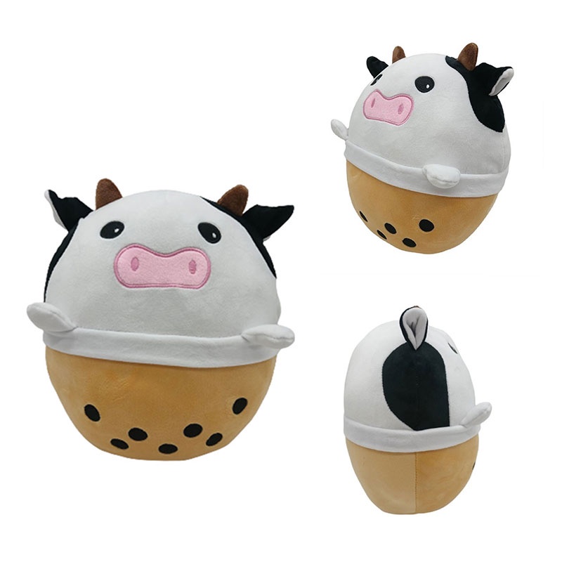 Combo Plushie Milk Tea Cow Fungsional Dan Mutiara Dan Cushion