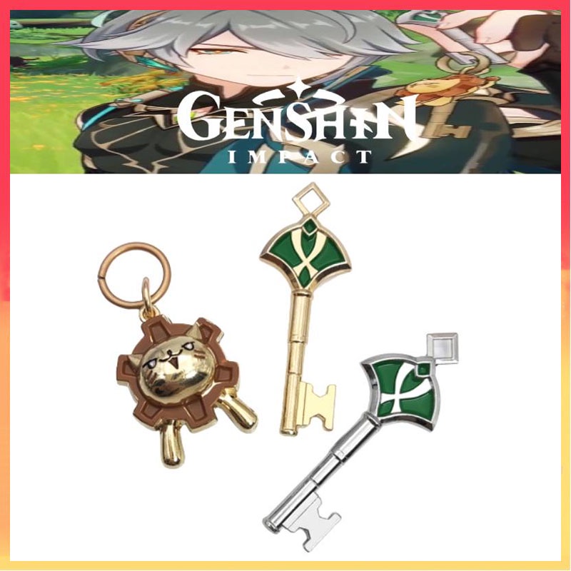 Genshin Alhaitham Kartun Gantungan Kunci Liontin Ornamen Logam Keyring Gamelover Hadiah