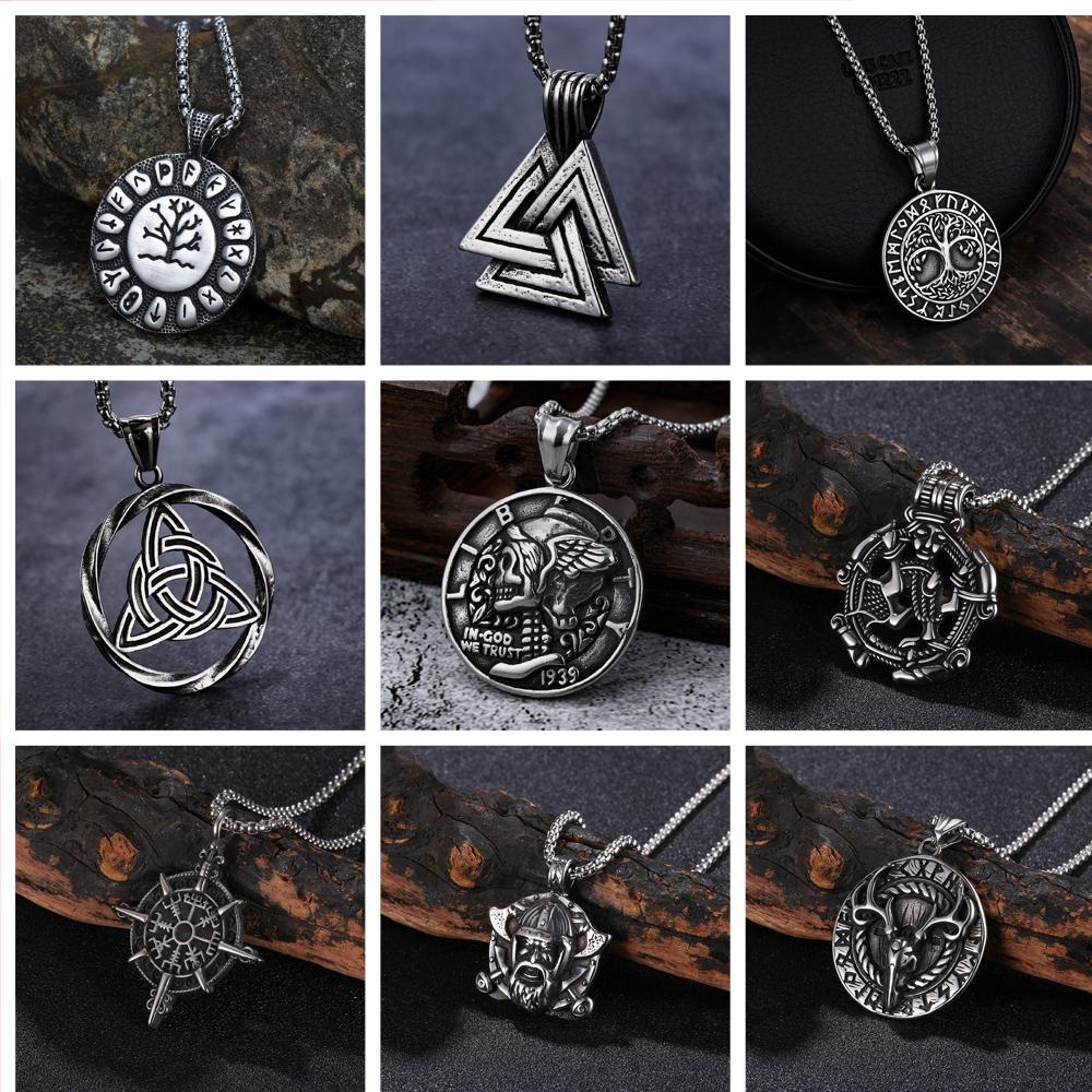 [X C Kalung] Perak Baru Hip Hop Punk Vintage Baja Titanium Liontin Kalung Fashion Pria Kalung Wanita Kalung Hadiah Perhiasan