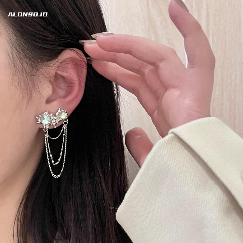 Aksesoris Anting Opal Terang Bulan Temperamen Mewah Ringan Retro