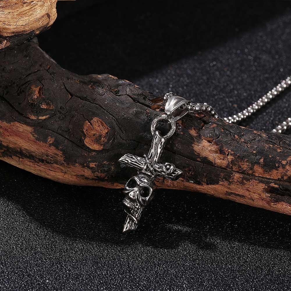 [X C Kalung] Fashion Baru Hip Hop Punk Vintage Viking Seri Salib Baja Titanium Liontin Kalung Pria Liontin Kalung Aksesoris Perhiasan Hadiah