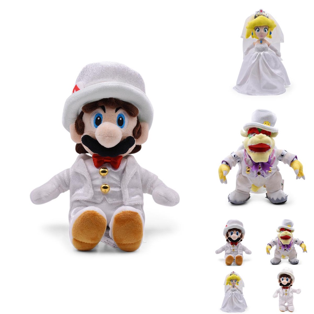 Gaun Pengantin Super Mario Peach Princess Bowser Menggemaskan Boneka Boneka Hadiah