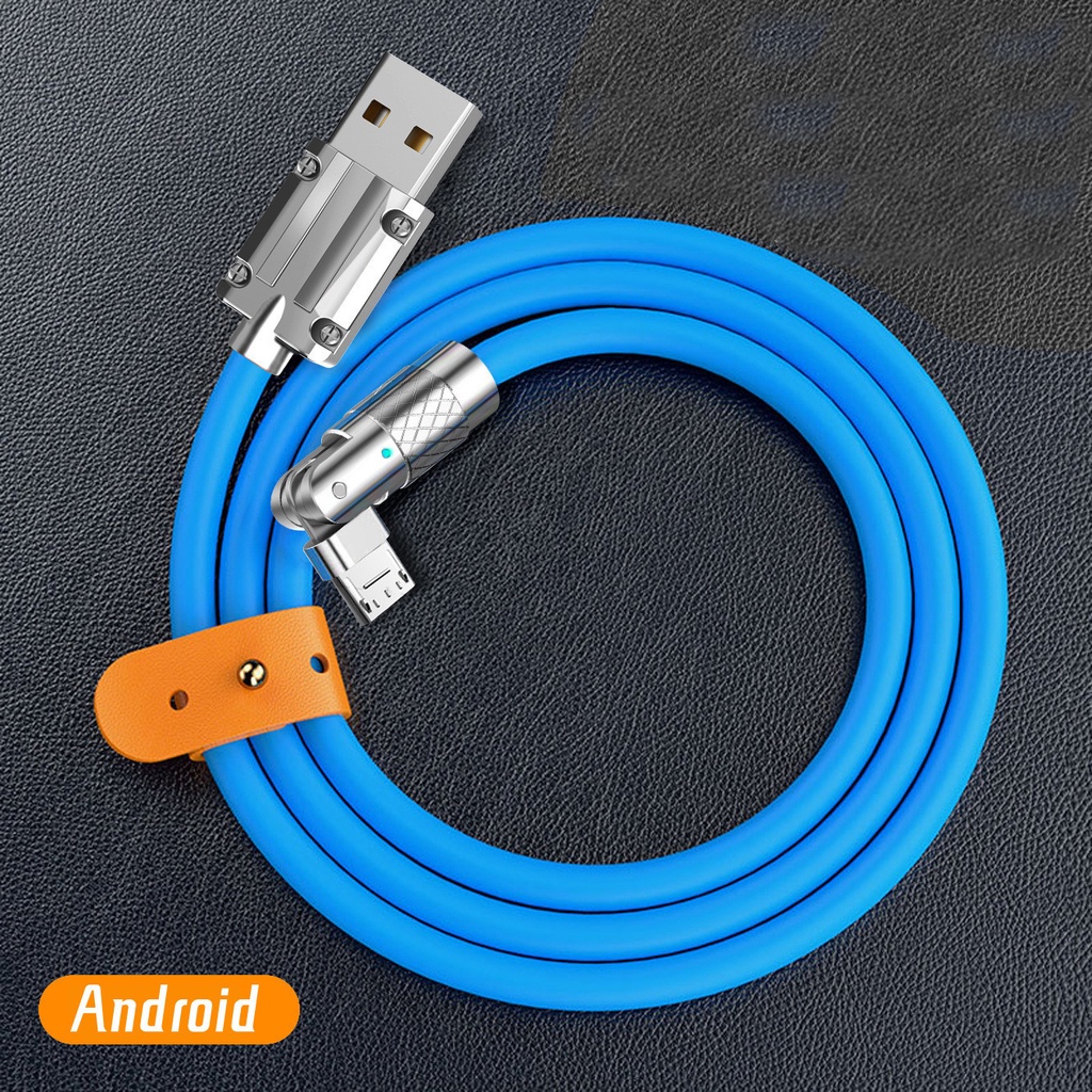 120w 6A 1.2M Kabel Data Zinc Alloy Elbow Fast Charging Kabel Data Rotasi 180derajat Kabel Data Pengisian Cepat Kabel Data Antarmuka Android