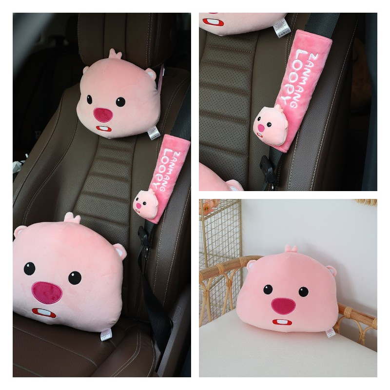 38 Cm/28 cm Kartun Pororo Beaver Loopy Mewah Mobil Headrest Bantal Kursi Sabuk Penutup Bahu