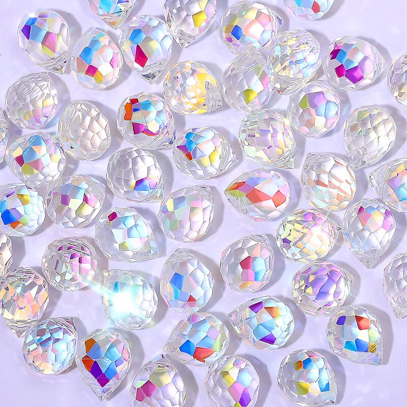 10 * 8mm Kristal Strawberry Beads AB Warna Shiny Faceted Glass Beads Untuk Membuat Perhiasan DIY Gelang Anting Aksesoris 50 Pcs