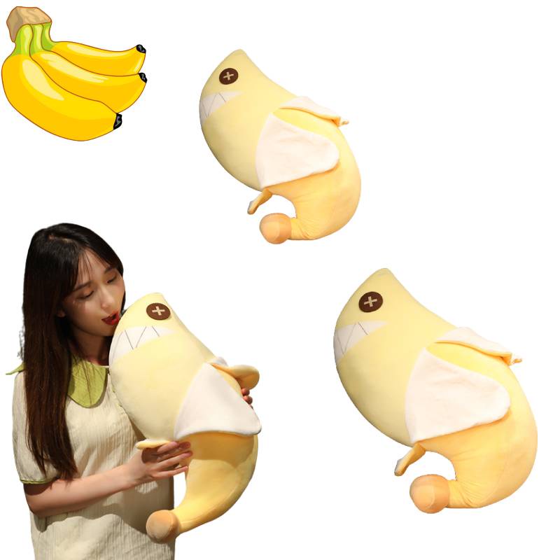 Bantal Mainan Mewah Banana Shark Empuk Dan Cuddly
