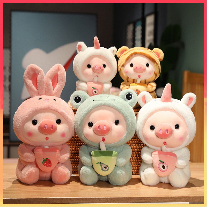 25 cm Milk Tea Pig Mainan Mewah Anak Boneka Bantal Bantal Sofa Hadiah Ulang Tahun Ornamen