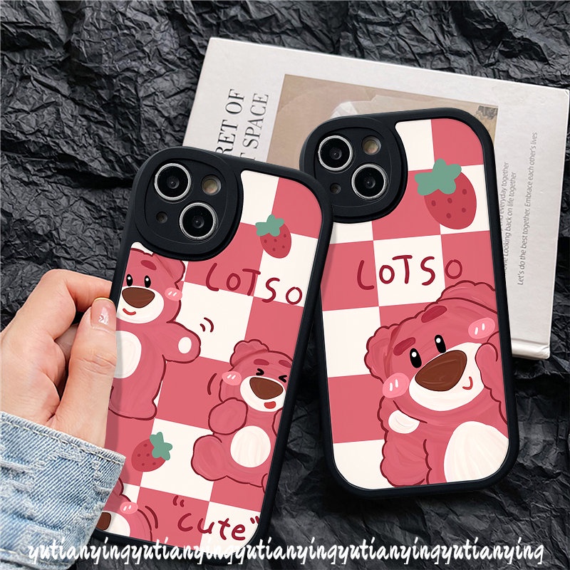 Lovely Strawberry Bear Case Untuk Realme C53 C35 C25Y C21Y C31 C15 C21 C30 C55 C11 C12 C25s C20 C17 C20A GT C2 C3 9i 7i 8 6s 6 5i 5 6i 10 Pro+8i 8Pro Kartun Manyo Lembut Belakang Sarung