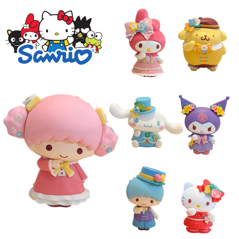 Boneka Sanrio Kuromi Melody Yugi Dog Puding Anjing Gemini Star Flower Season Series Figur Hadiah