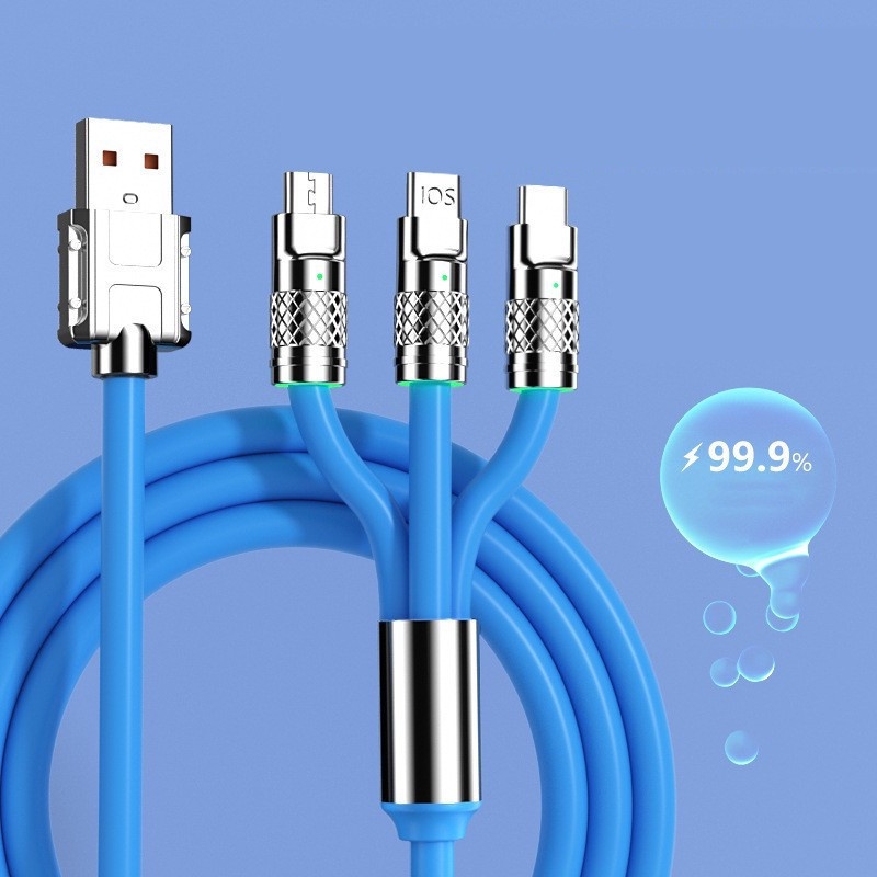 Kabel Data 3in1 120W 6A Super Fast Charging Dengan Lampu Indikator Soft LED