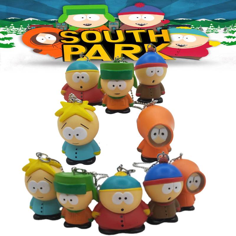 5 Pcs SouthPark Kartun Gantungan Kunci Figure Boneka Ornamen Tas Dekorasi Liontin Hadiah Anak