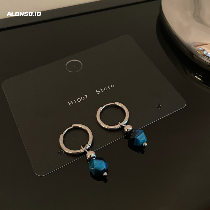 Anting Biru Aksesoris Fashion Kepribadian Sederhana