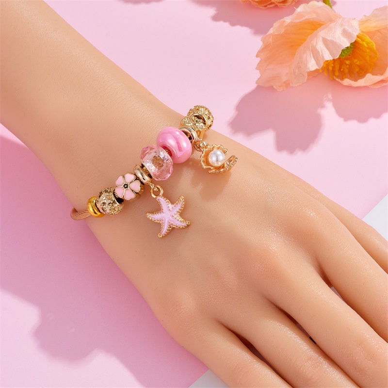 Xiaoboacc Gelang Emas Anti Karat Untuk Wanita Fashion Bintang Laut Open Beads Bangles