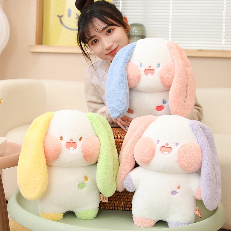 Lovely Rabbit Stuffed Animal Dengan Wajah Dan Telinga Kartun Lucu