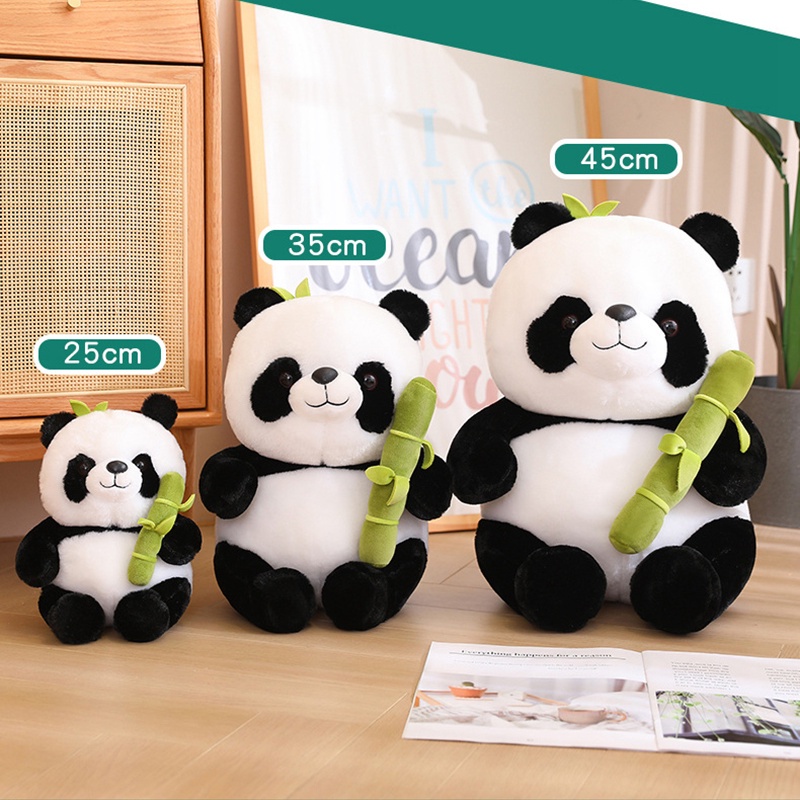 Boneka Binatang Panda Lembut Dan Menggemaskan Dengan Bambu Hadiah Ideal Untuk Semua Usia