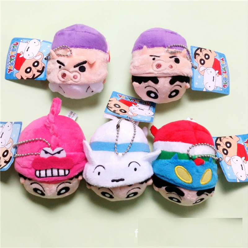 Gantungan Kunci Mainan Mewah Shinchan Trendi Desain Hewan Lucu Bahan Plush Pendek Lembut Dan Nyaman Tinggi 9cm