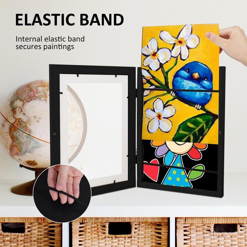 Kids Art Frame Magnetic Front Opening Clamshell Storage Frame Penyimpanan Anak Artwork Frametory Berubah Gambar Display