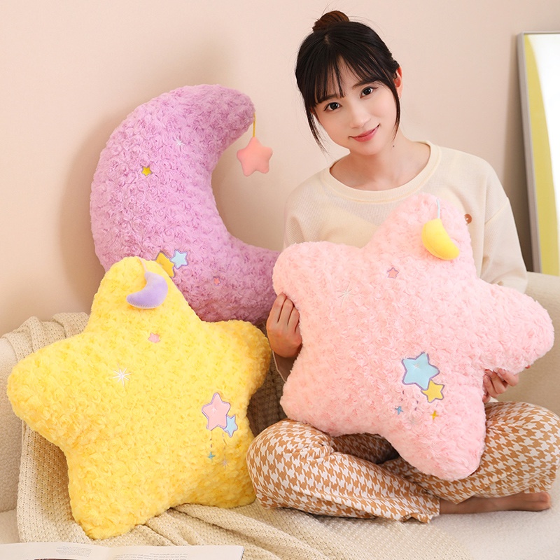 Bantal Plush Bintang Dan Bulan Empuk Dan Menggemaskan Mainan Boneka Ideal Untuk Dekorasi Anak Dan Rumah Dari Diman