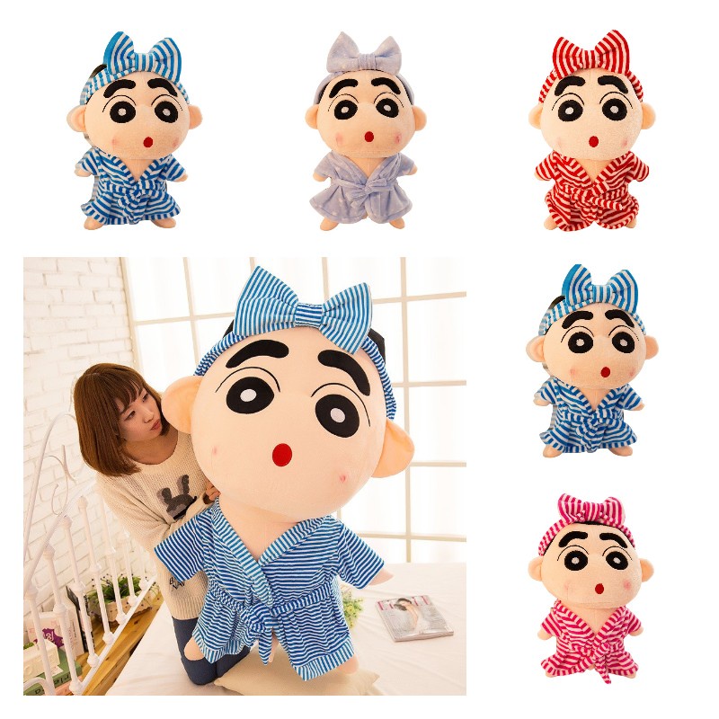 Bantal Boneka Binatang Crayon Shin-chan Adorable Dengan Gaya Garis-Garis Dan Starry