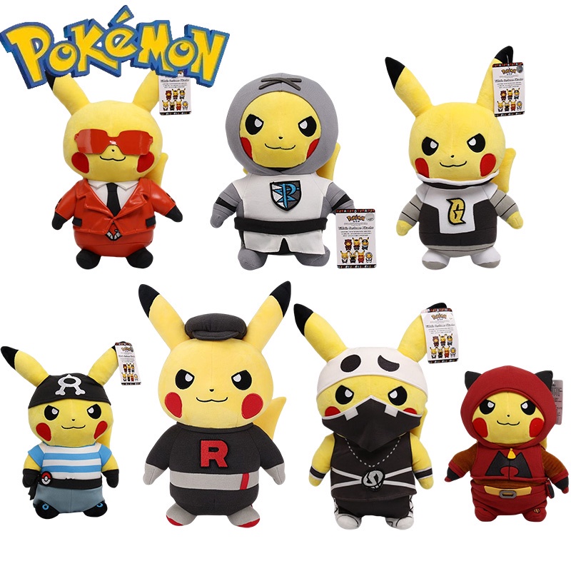 Boneka Plush Seri Pokemon Pikachu Villain Extra Fluffy, Cocok Untuk Peluk Dan Waktu Bermain