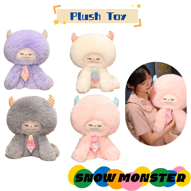 Mainan Bantal Boneka Monster Lucu Mewah Untuk Anak-Anak Bulu Halus Panjang, Gaya Kartun, Isian Katun Pp, Hadiah Yang Sempurna