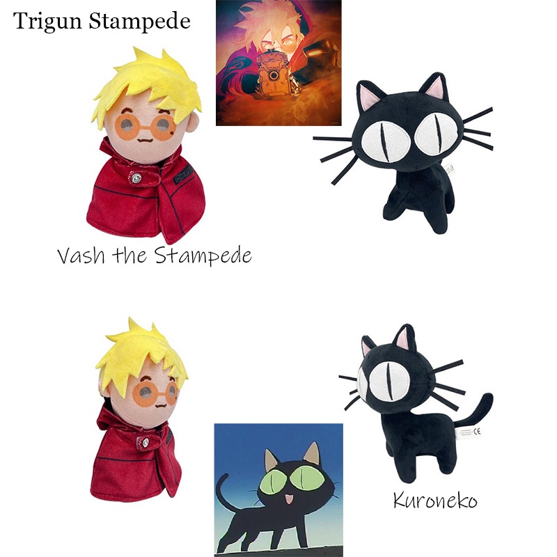 And Soft Cuddly Trigun Stampede Kuroneko Cat Plush Pendek Kain Mewah Untuk Remaja Cocok