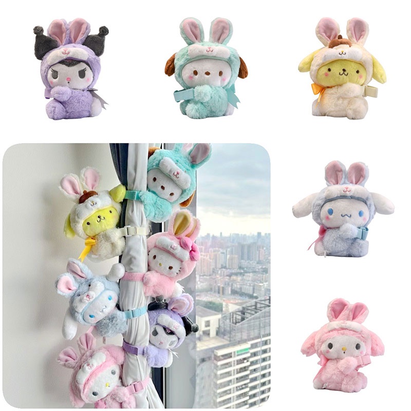 Coelho Mainan Boneka Plushie Kartun Untuk Tirai Jendela Yang Menampilkan Karakter Kuromi My Melody HelloKitty Cinnamoroll Lucu.