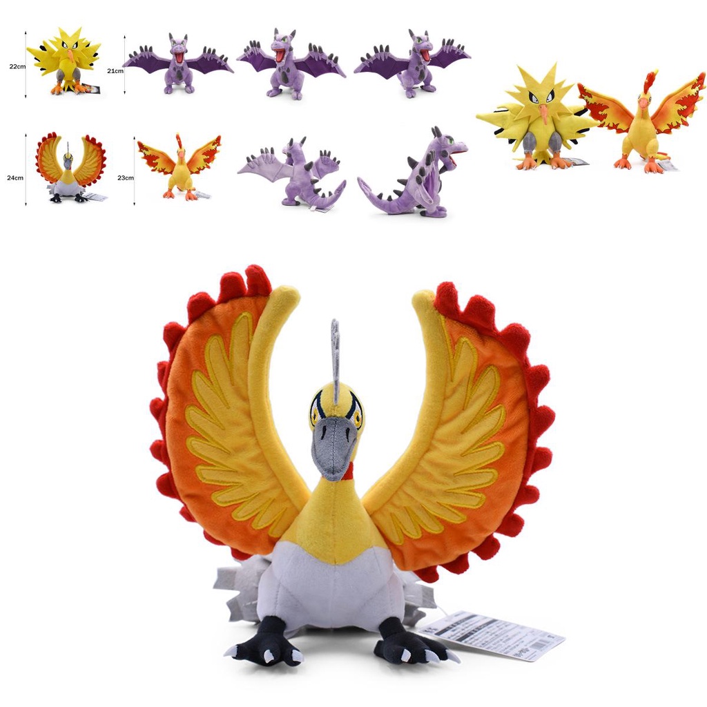 Boneka Plush Koleksi Zapdos Moltres Aerodactyl Ho-oh Mainan Lembut