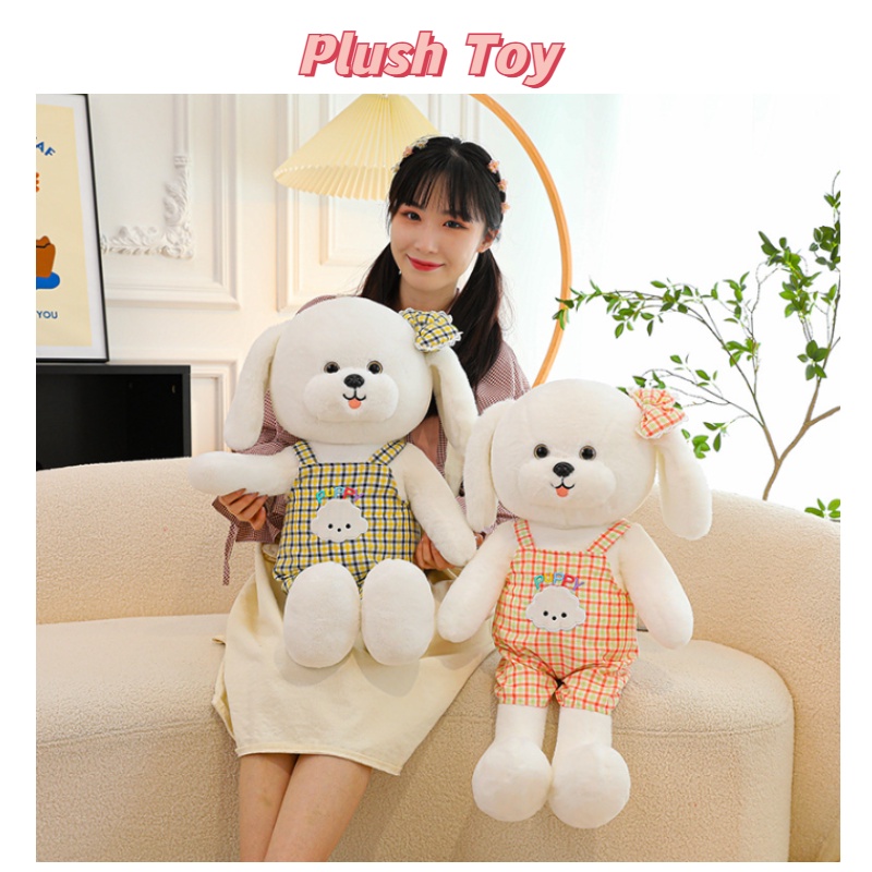 Boneka Bear Grabber Mainan Plush Anjing Tali Motif Kotak-Kotak Lucu Untuk Anak Dan Dewasa