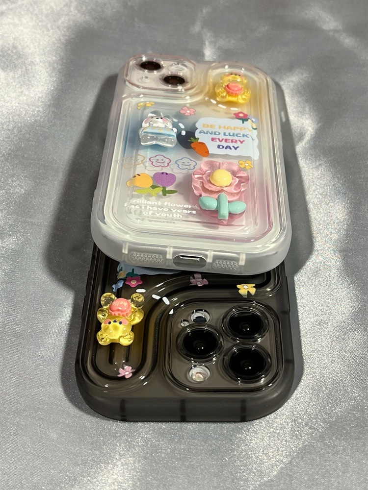 IPHONE Bingkai Bantal Udara Boneka Beruang Bunga Desain Transparan Casing Ponsel Kompatibel Dengan Iphone12 13 14 11 Pro Max X Xs Max Xr Vfdrf