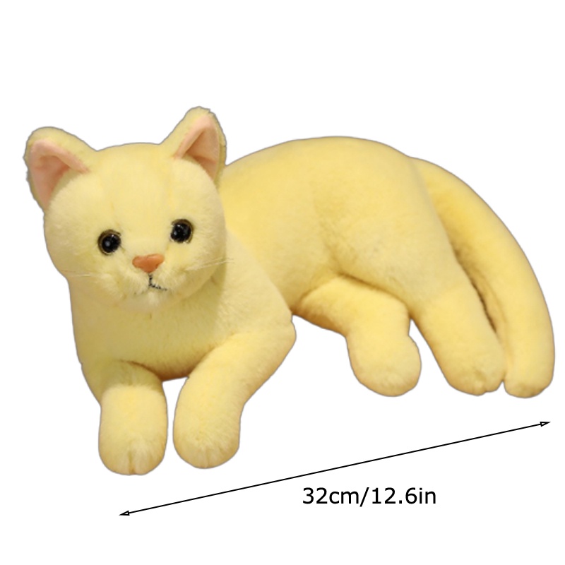 32 cm Simulasi Boneka Kucing Mewah Boneka Lembut Hewan Warna Murni Mainan Hadiah Hewan Peliharaan Dekorasi Rumah