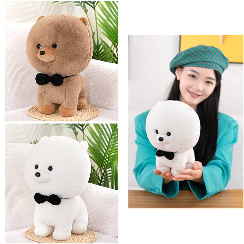 Anjing Mainan Bichon Frise Pomeranian Pendek Super Lembut Ideal Untuk Naptime Dan Playtime